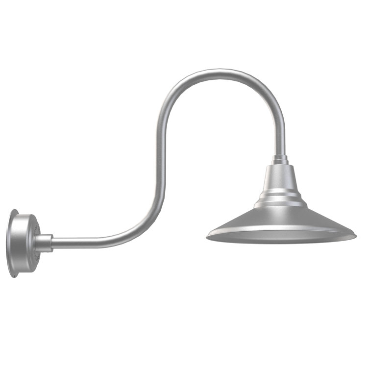 Luminaire de grange d’extérieur à del Albali, H 9 po x l 14 po x P 17 po, Argent galvanisé