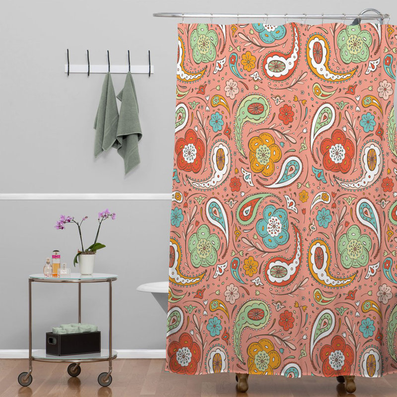 Heather Dutton Paisley Shower Curtain with Hooks Included