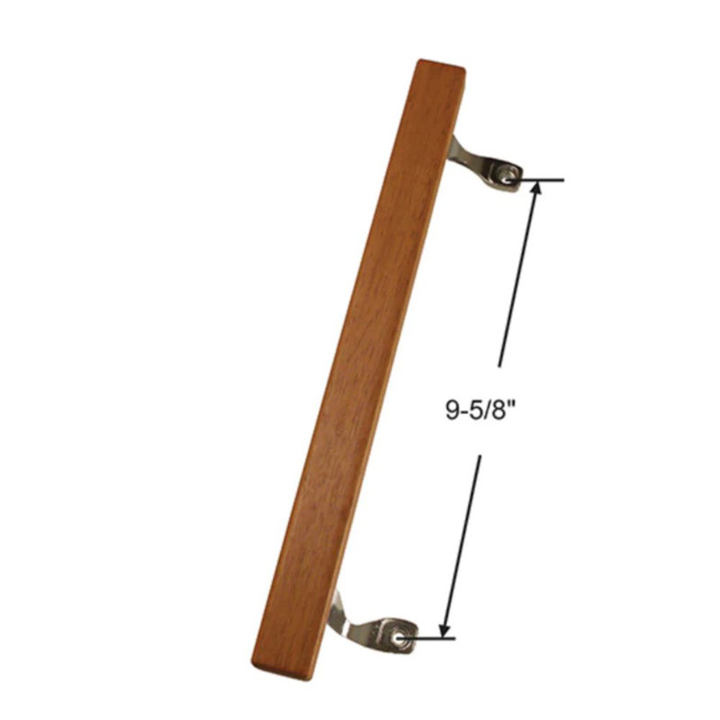 Poignée de porte en bois avec support chromé 2 vis incluses, trou de 9 5/8 po