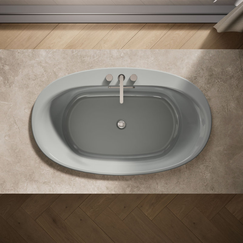Underscore 60" x 36" Drop-in Soaking Acrylic Bathtub, Ice Grey