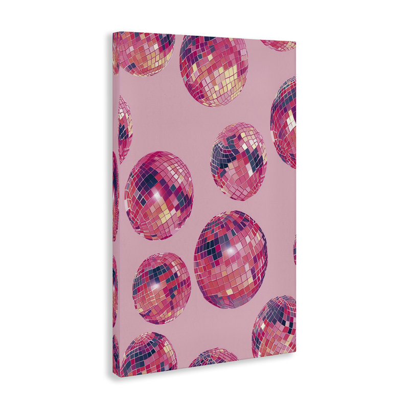 Vivid Pink Disco Pattern Canvas, design by LSR Design Studio, 36" H x 24" W