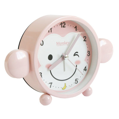 Analogue Quartz Movement / Crystal Alarm Tabletop Clock in Baby Pink