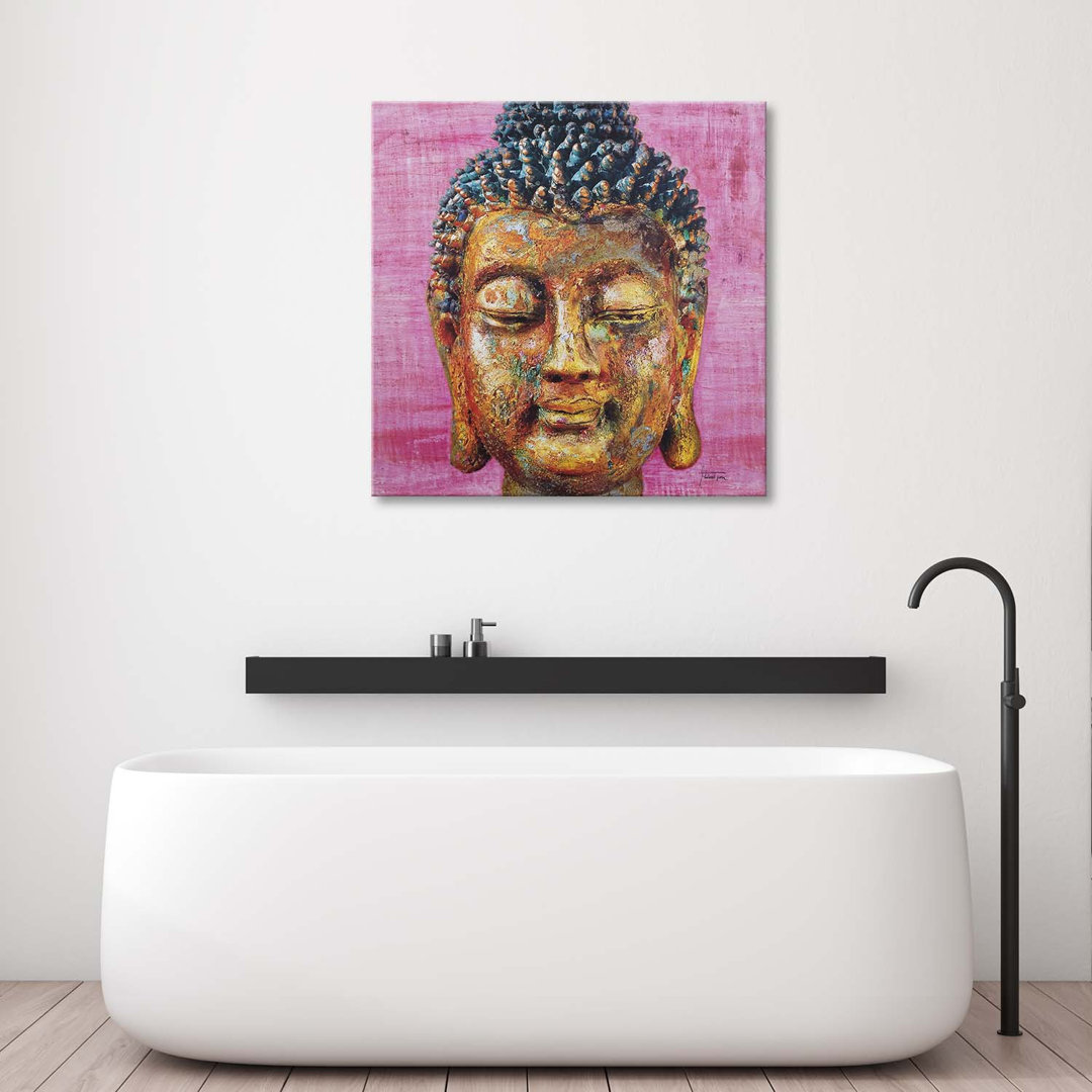 Leinwandbild Buddha On A Pink Background 16109