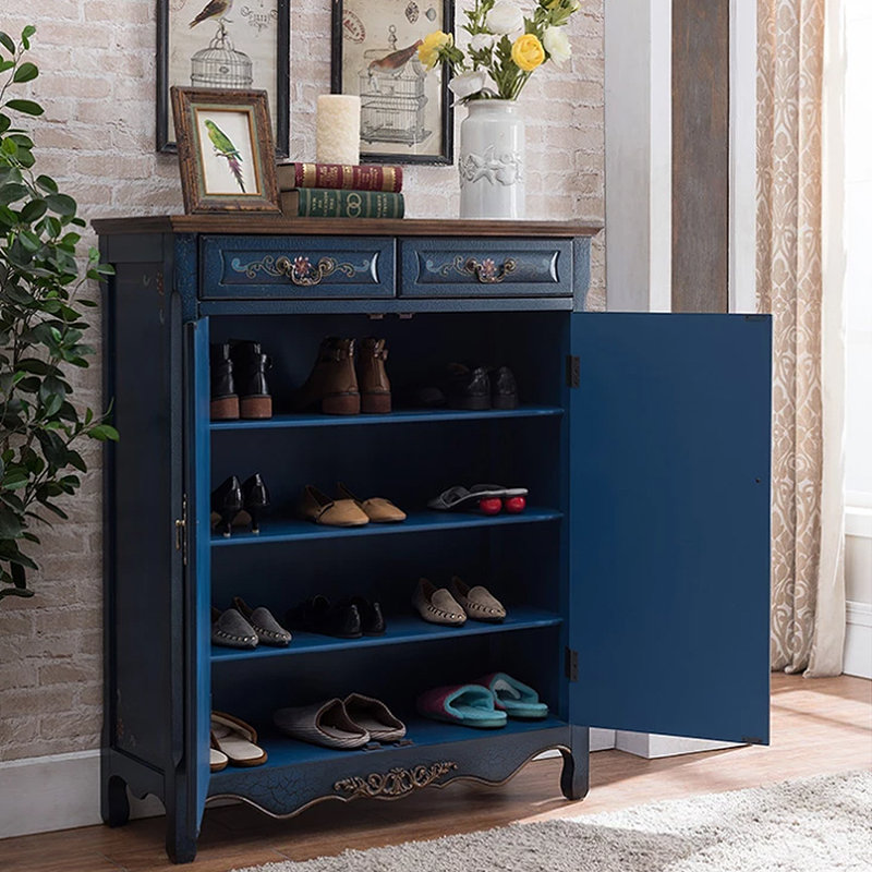 Armoire à chaussures American Vintage, Bleu