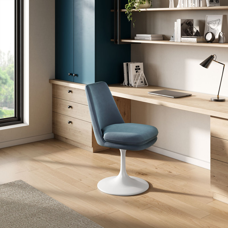 Chaise pivotante rembourrée Lippa, H 91 cm x l 61 cm, Blanc / Blanc