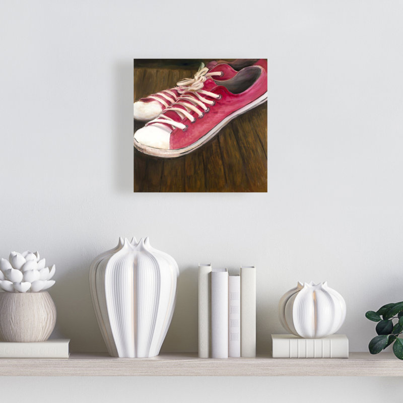 Toile rose avec espadrilles | Art mural contemporain contemporain