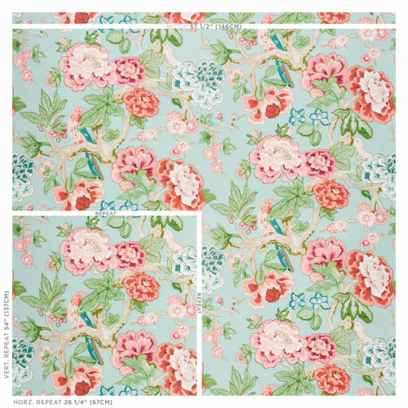Papier peint Bermuda Blossoms, Aigue-marine