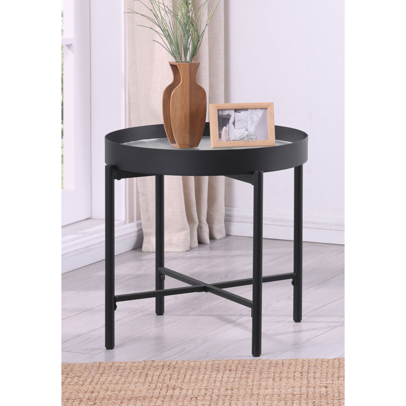Table de bout rustique 24,4 po, noir