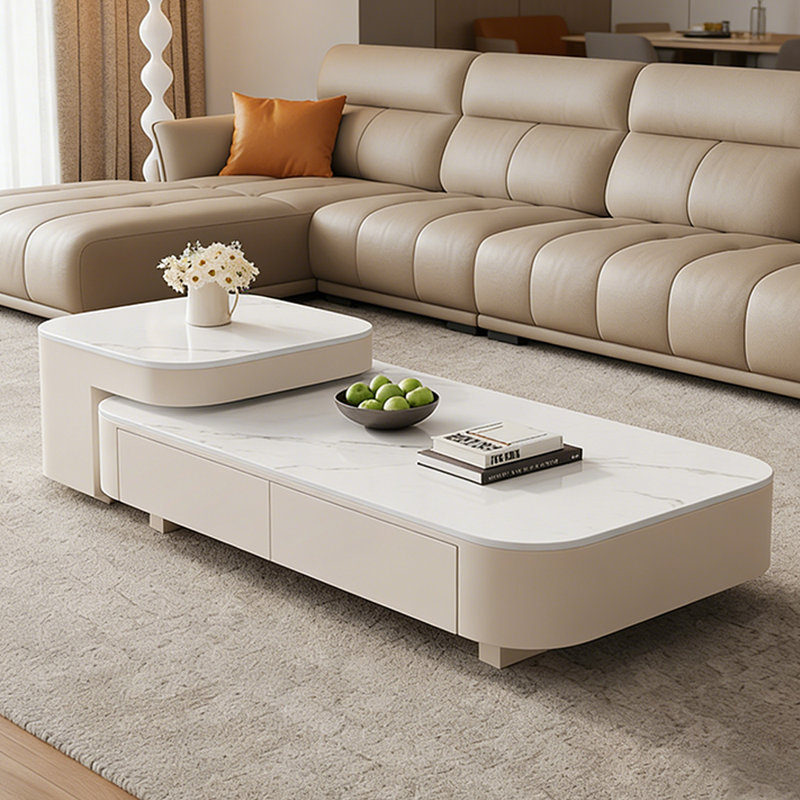 Ensemble de tables basses Modern Simplicity, Blanc, Blanc / gris clair