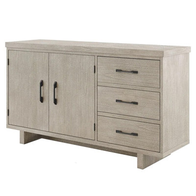 Hagy Sideboard Buffet Console, Natural Brown Wood, 2 Doors, 60 Inch