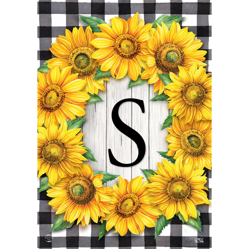 Drapeau de jardin tournesols monogramme S