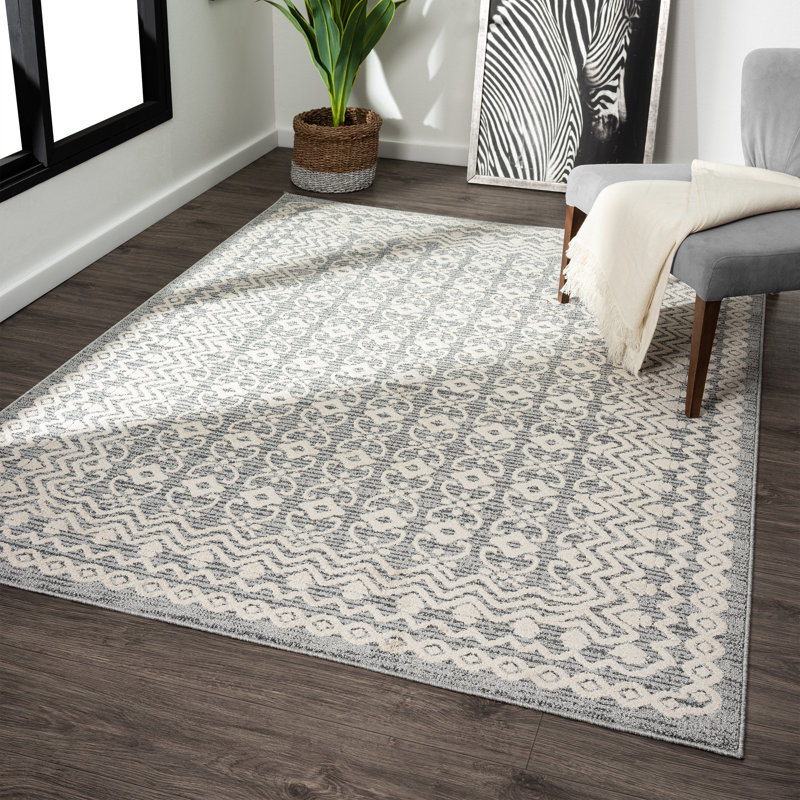 Tapis marocain beige en polypropylène tissé à la machine, Rectangle 7 pi 9 po x 9 pi 11,5 po