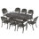 Ensemble de salle à manger 9 pièces pour l'extérieur, ensemble de jardin en aluminium coulé toutes saisons avec 8 chaises, 1 table ovale, trou pour parasol 2,2 po, bronze foncé