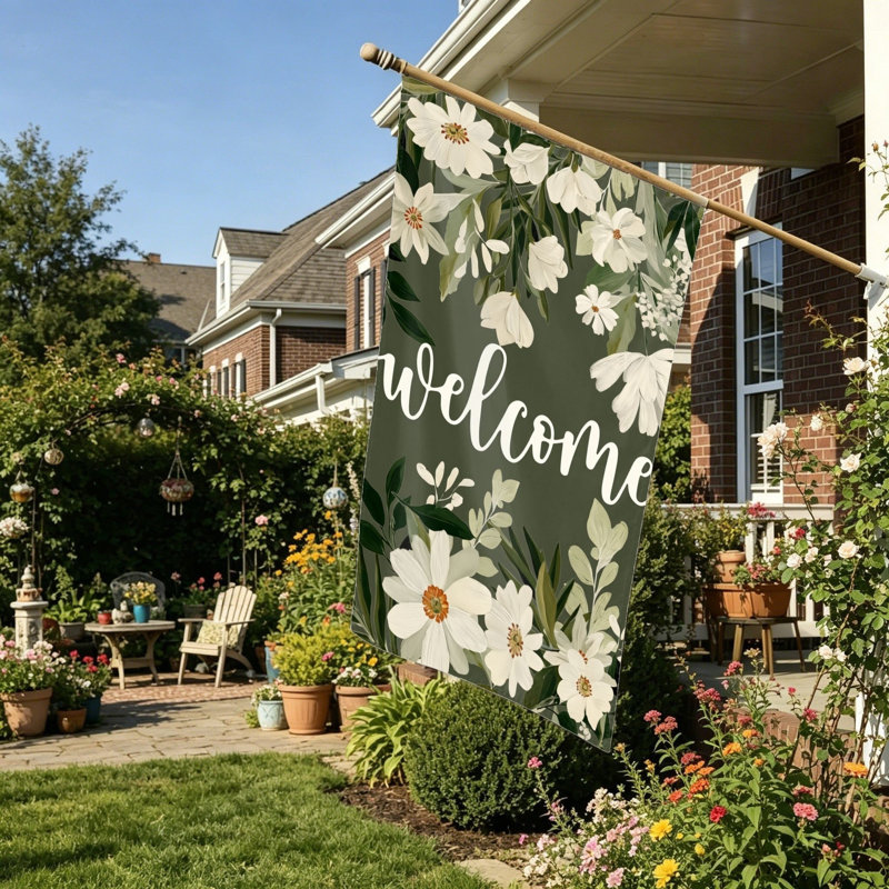 Drapeau décoratif Welcome, 35 po x 24 po / 90 x 60 cm avec œillets