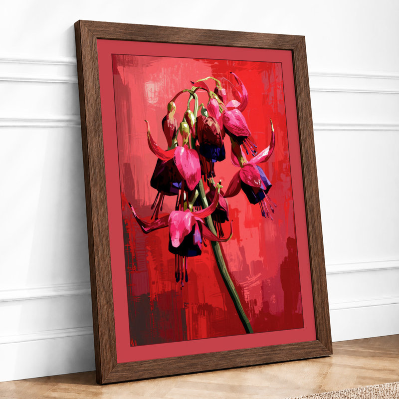 Magenta Carnation Botanical - Framed Print, A2 - 59.4 x 42.0 cm, Walnut