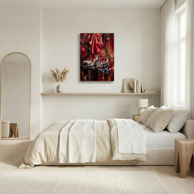Art mural sur toile Gallery Wrap pour le salon, la chambre à coucher, le bureau ou le vestibule - Décoration murale décorative avec velours rouge