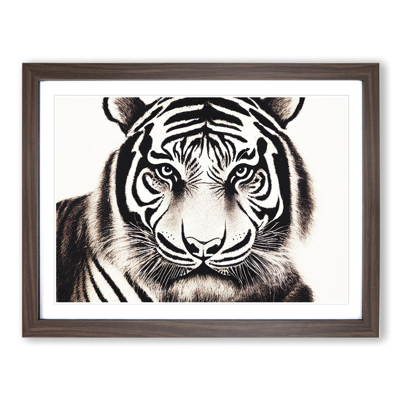 Tiger Art Vol.1 - Single Picture Frame Print, 46cm H x 64cm W x 2cm D, Walnut Framed