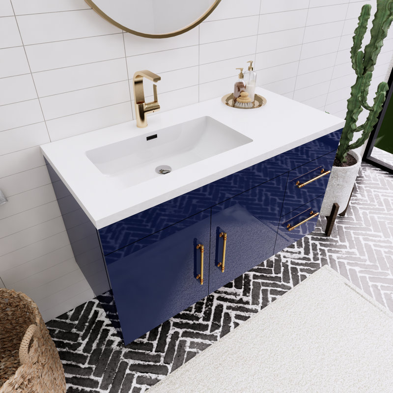 Ensemble de meuble-lavabo simple 42 po Trevah, Bleu nuit