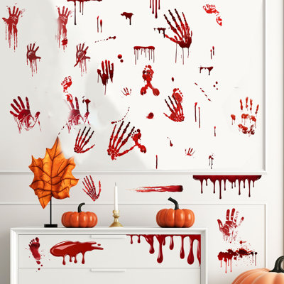 Autocollants décoratifs d'Halloween, empreintes de mains effrayantes, autocollants fantômes; A4