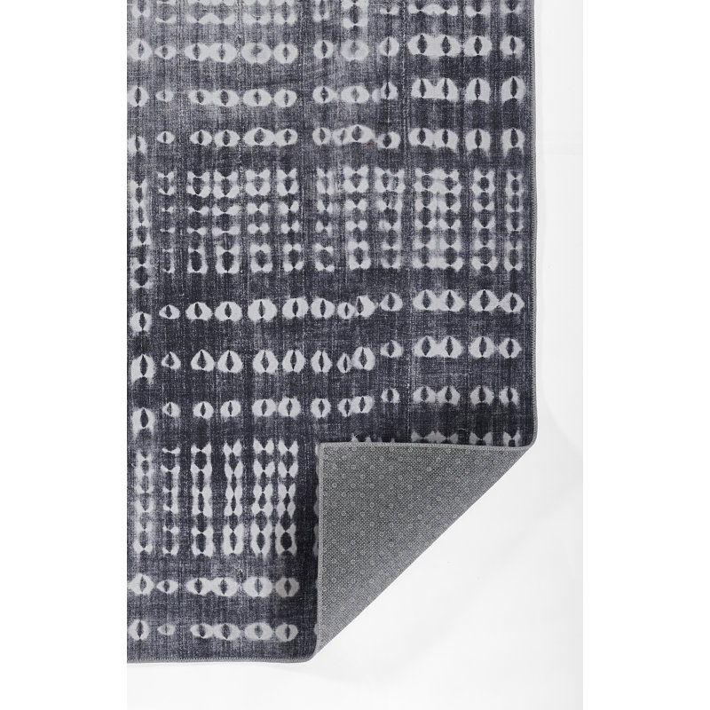 Charcoal Flat Woven Synthetic Area Rug 5' x 7'