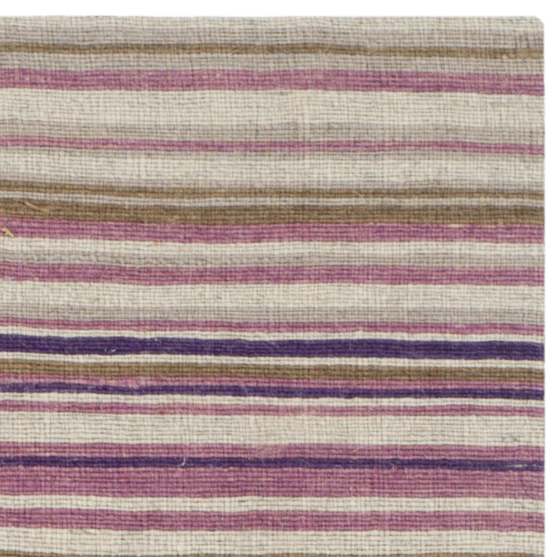 Tapis rayé en laine / coton tissé à la main Cruz / Lilas / Blanc, Rectangle 2 pi 3 po x 4 pi