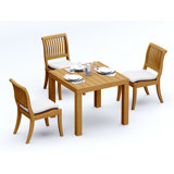 2 Seats 3 Pcs Grade-A Teak Wood Dining Set: 36" Square Table And 2 Arbor Stacking Armless Chairs #11AB0800