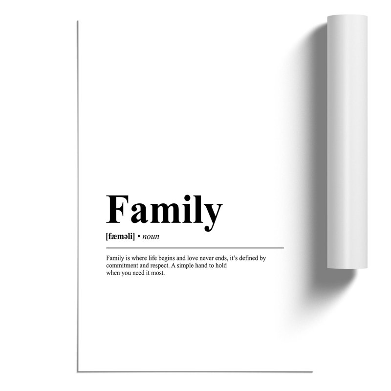 Dictionary Family - Frameless Print, 30cm H x 21cm W x 0.1cm D