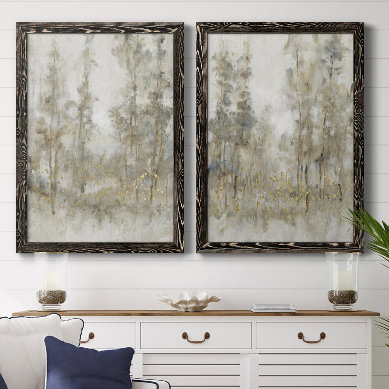 Thicket of Trees I - ensemble de 2 peintures encadrées, Toile avec cadre noir, H 43,5 po x l 31,5 po x P 1 po