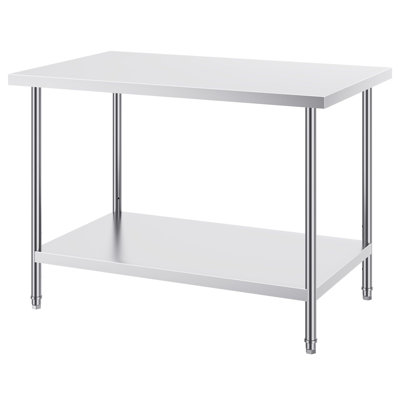 SUS201 Stainless Steel Prep Table 30 x 48 x 34 Inch 1 Piece Silver 880 lbs Load Capacity