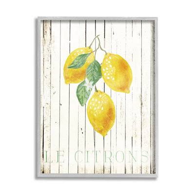«Le Citrons Lemon Fruits Rustic» par Milli Villa - cadre flottant, impression sur bois
