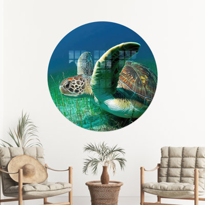 Art mural en verre de tortue tropicale parfait pour Halloween et décoration moderne avec grand design en verre trempé tendance