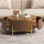 Table basse ronde moderne avec 2 grands tiroirs de rangement, brun, 31,5 po-1595189194-1595189205-1595189192