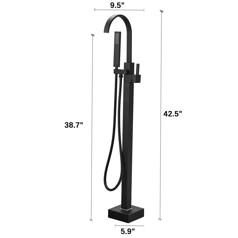 Robinet de baignoire à fixation au sol avec douche à main