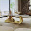 Table basse moderne en pierre frittée avec base en acier inoxydable pour le salon, facile à nettoyer
