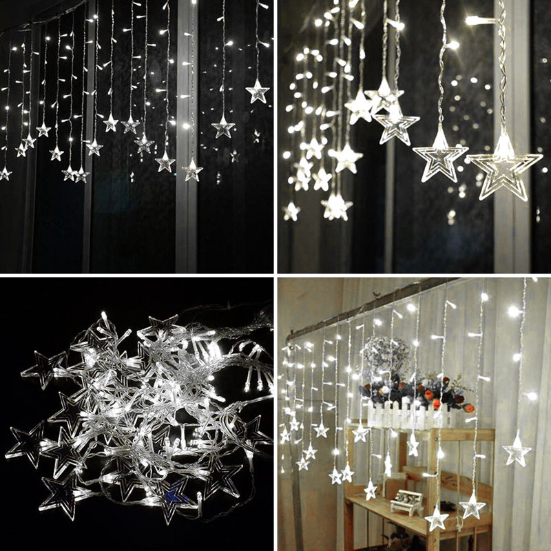 11.5FT 96LED Star String Lights, White