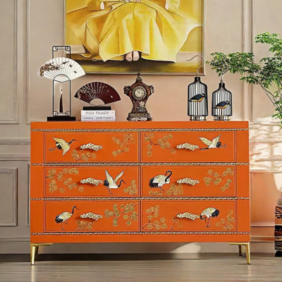 6-Drawer Entryway Accent Chest Sideboard