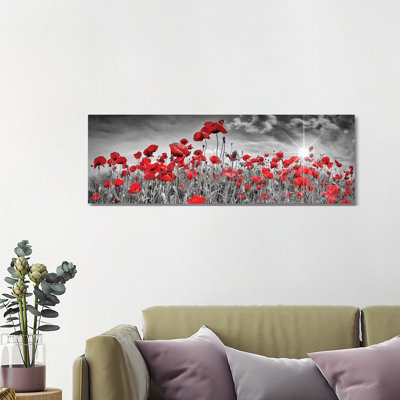 "Champ de coquelicots" par Melanie Viola, reproduction d’art graphique panoramique