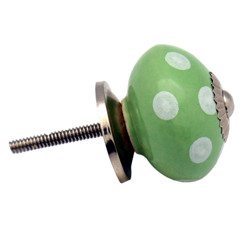 Nicola Spring - Round Ceramic Cabinet Knobs, Green/White