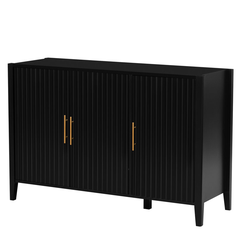Armoire avec poignées en métal robustes - Maximisez votre espace de rangement à trois portes, Noir