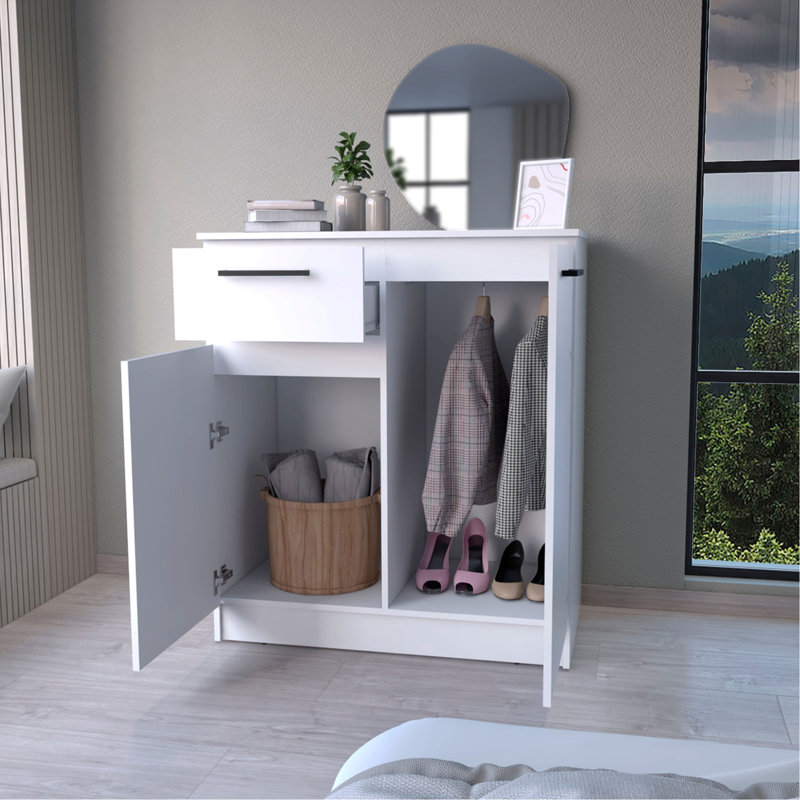 Clarion Dresser with 1-Drawer and 2-Door, White