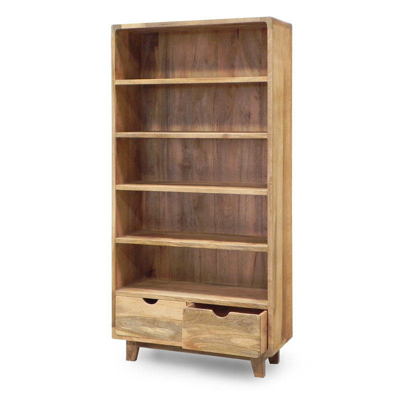 Paquette 180cm H x 90cm W Solid Wood Standard Bookcase, Natural