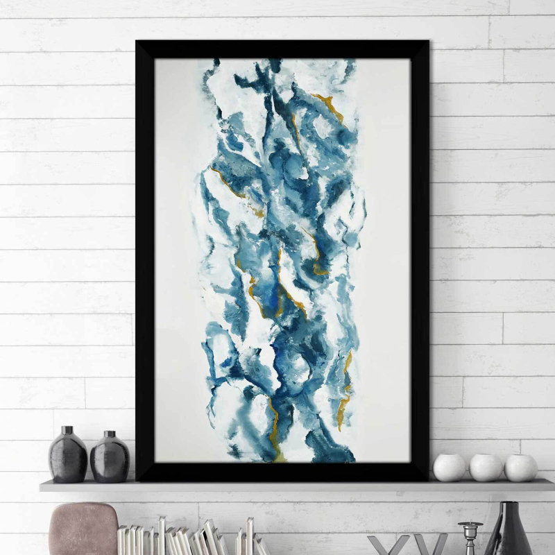 Into The Blue (Vert) - Imprimé, H 49,5 po x l 33,5 po x P 1 po, Cadre noir