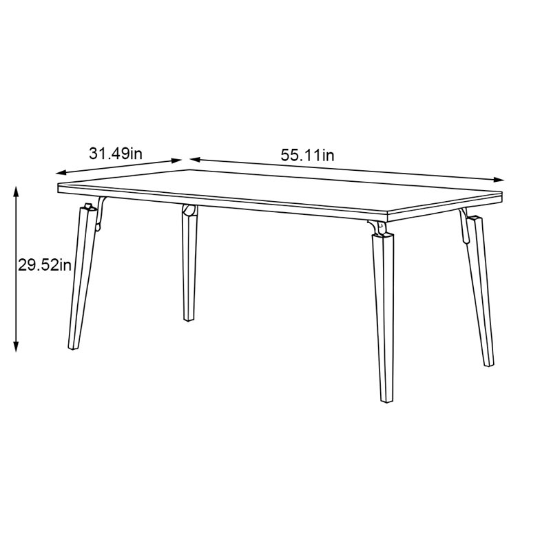 Rectangular solid wood rock slab dining table, 29.52"H x 55.11"L x 31.49"W