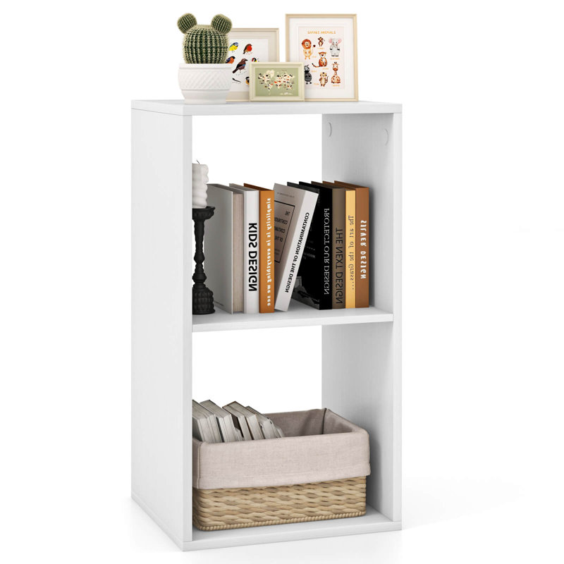 2-cube Bookcase Open Back Bookshelf With Anti-tip Kit Modern Style Organizer, (2 Shelves) 27.5"H x 14"W x 13"D
