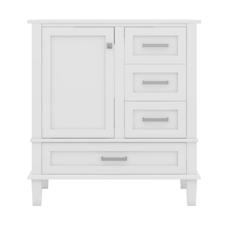 Armoire de salle de bain moderne avec 3 tiroirs, Blanc