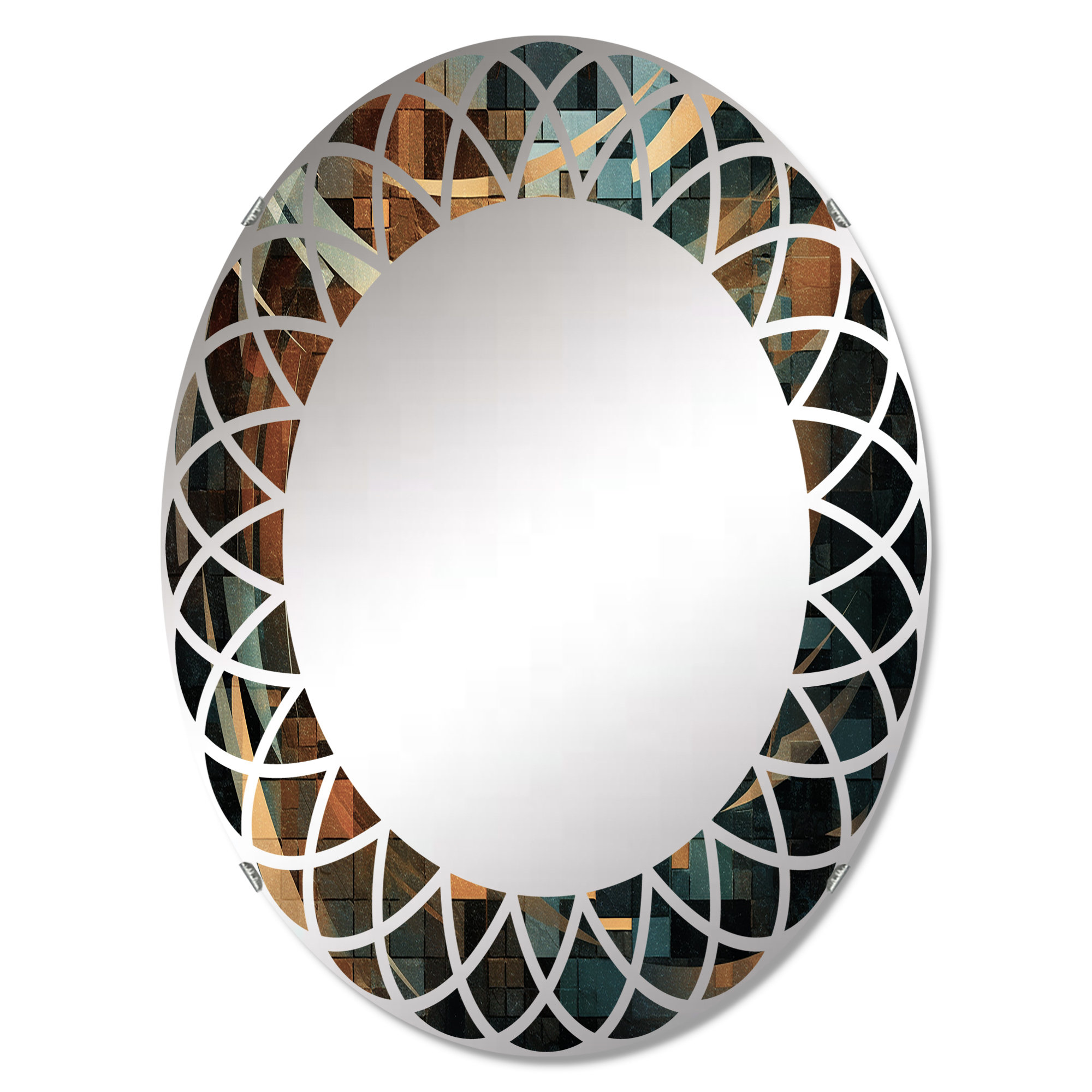 DesignArt Gold And Black Cubist Visions IV Oval Wall Mirror | Wayfair