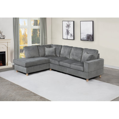 Canapé modulaire réversible en velours côtelé 2 pièces 2 pièces avec porte-gobelets