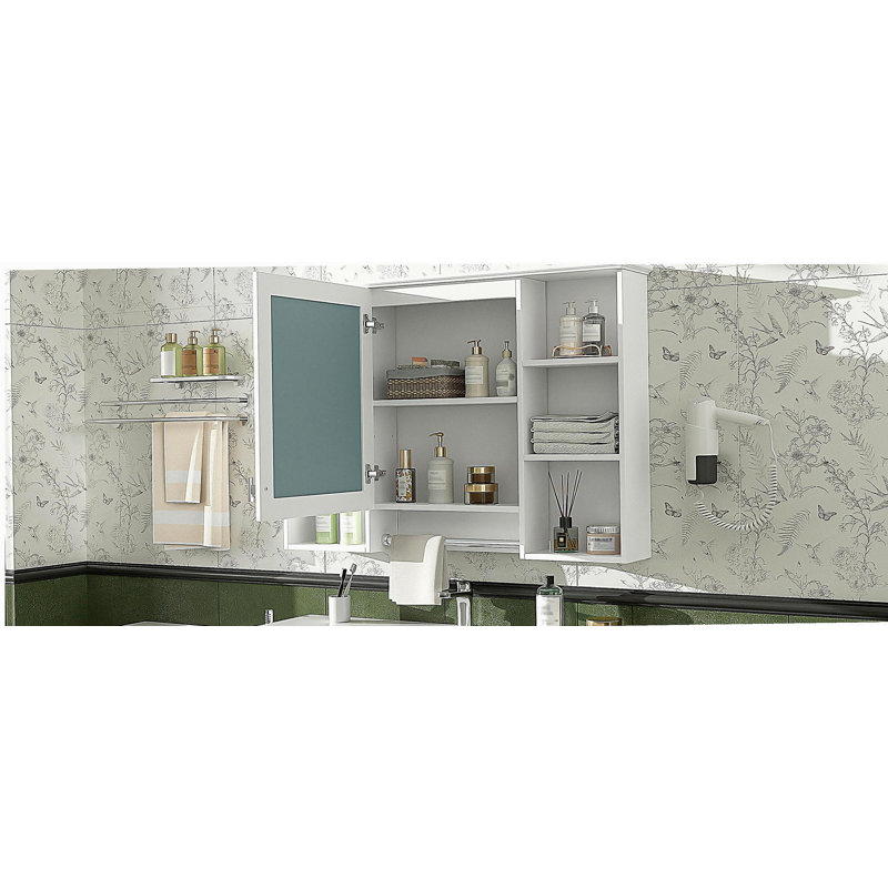 Armoire de toilette 3 en 1, armoire à pharmacie murale de 42 pouces avec tablette réglable et porte à fermeture en douceur, miroir haute définition avec rangement pour meuble-lavabo de salle de bain