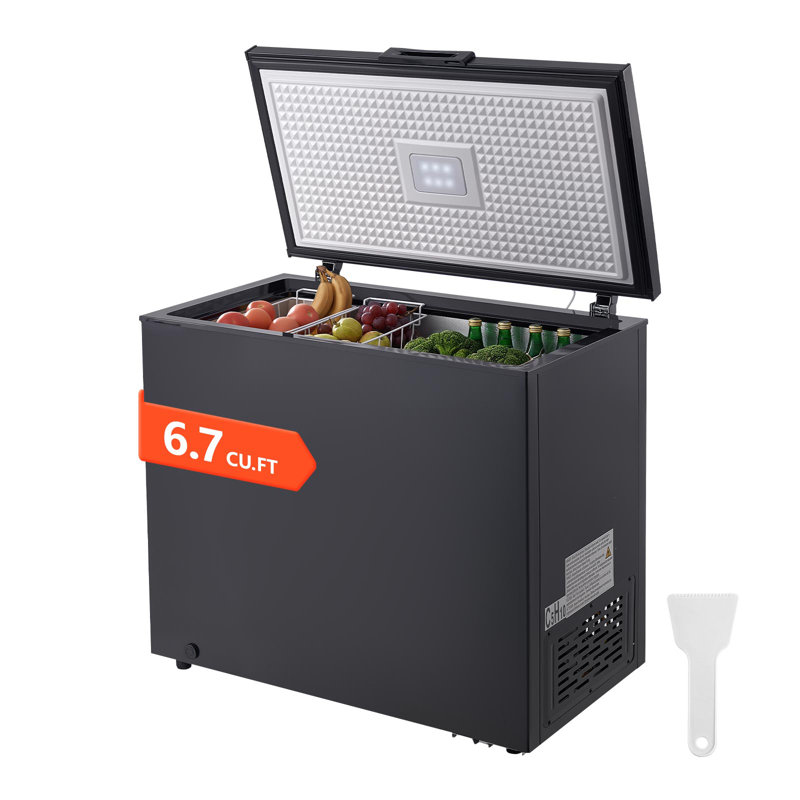 Chest Freezer, 6.7 Cu.ft Compact Deep Freezer, Free Standing Top Open Door Chest Freezers with 2 Removable Baskets & Adjustable Thermostat - Energy Saving, Low Noise & Garage Ready, Black