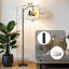 Lampe sur pied à arc avec abat-jour réglable Mignon bébé panda jouant une fleur de style chinois, lampe sur pied 3 températures de couleur à intensité variable, grand mât avec interrupteur au pied pour la chambre à coucher